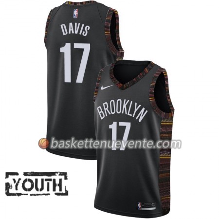 Maillot Basket Brooklyn Nets Ed Davis 17 2018-19 Nike City Edition Noir Swingman - Enfant